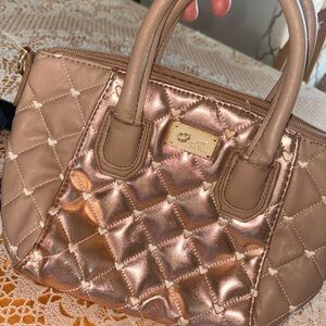Betsey Johnson Metallic Quilted Mini Bag - Rose Gold